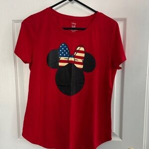 Disney Red Tee with Minnie Mouse and Flag Bow (new without tag)